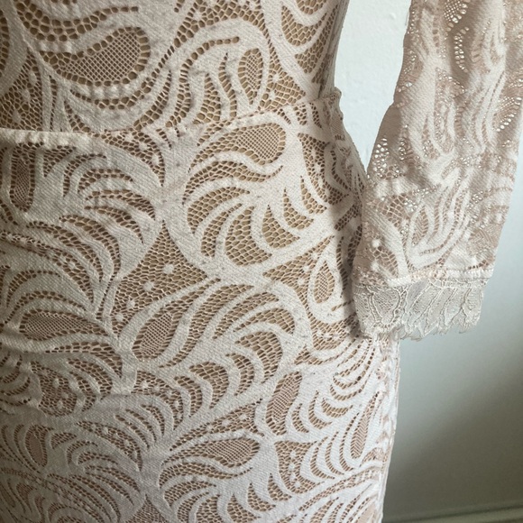 Grace Loves Lace discontinued stretch bridal midi gown ivory lace and tan liner - Picture 5 of 9